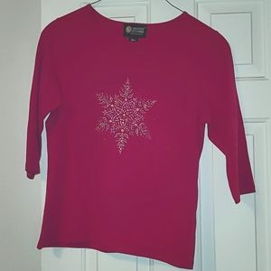 CHRISTINE ALEXANDER 3/4 SLEEVE PINK SNOWFLAKE SZ MEDIUM